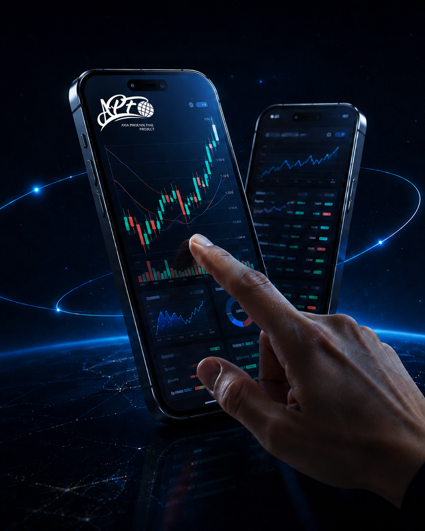 AXIA PHOENIX FINE PROJECT trading screen on a smartphone